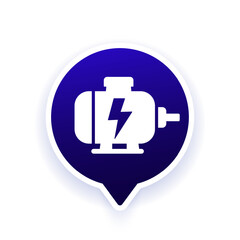 electric motor icon, electromotor vector pictogram