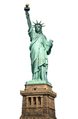 Fototapeta premium Statue of Liberty and her pedestal isolated on white or transparent background in New York, USA, png cut out