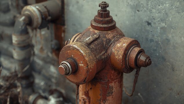 Aged and rusty fire hydrant, signs of neglect