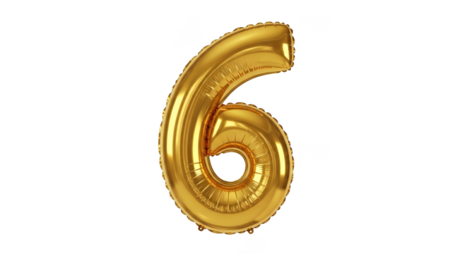 Gleaming Gold Six Balloon on Black