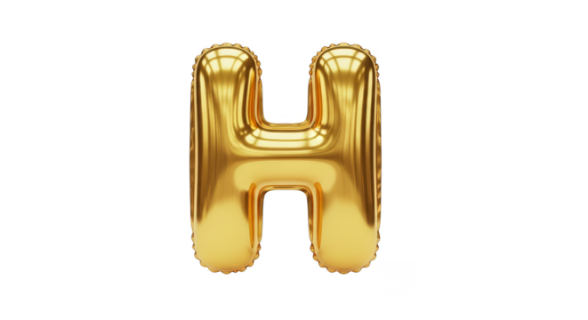 Gleaming golden letter H balloon
