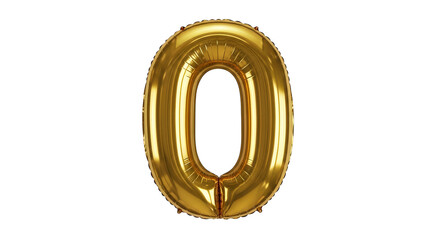 Gleaming golden zero balloon floating