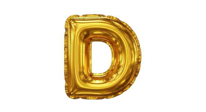 Golden balloon letter D shines
