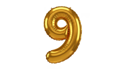 Golden number nine balloon floating