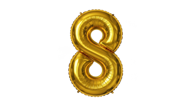 Golden number eight balloon floats mysteriously