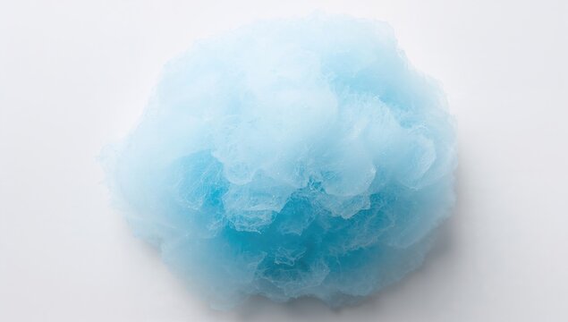 Isolated blue cotton candy on a white background, sugary treat with high refined sugar load