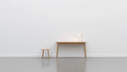Fototapeta premium Table and lamp, functional lighting and surface for work or relaxation