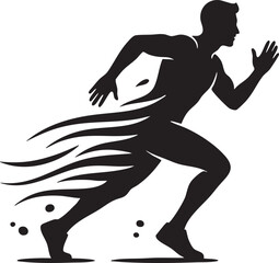Running man silhouette vector illustration with speed motion lines