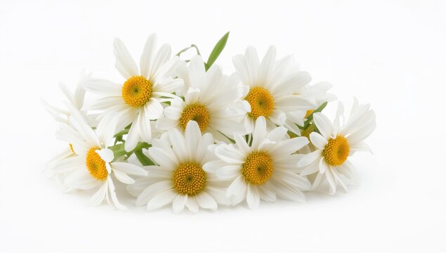 Chamomile flowers on a white background, beneficial herbal choice