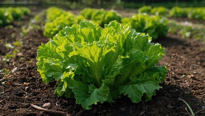 Organic lettuce grown in soil, a fiber-dense choice