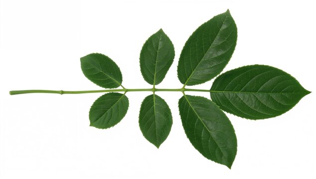 Single stem of Katuk plant with dark green oval leaves, beneficial leafy green choice