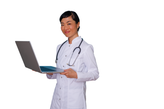 Business woman with curly hair presenting, gesturing and showing with open hands, explaining a concept or product. Transparent background - Powered by Adobe