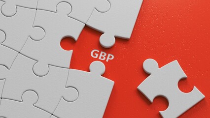 Fototapeta premium puzzle pieces with missing pieces with GBP business word.close up of puzzle pieces with missing pieces,Business Concept.3D rendering.