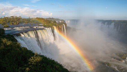 Fototapeta premium The rainbow over the waterfall, a natural phenomenon of beauty and splendor