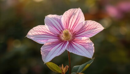 Delicate pink and white petals of clematis, ideal for editorial header background