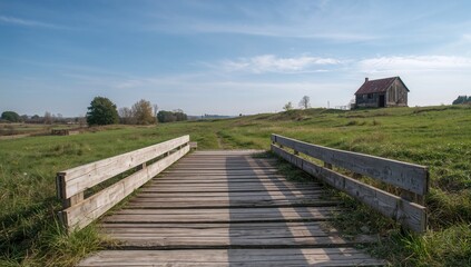 Old wooden loading dock in rural countryside, potential for erosion risk