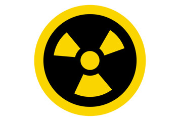 Nuclear radiation warning yellow circle sign