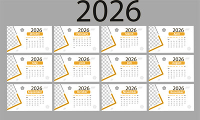 The vector calendar for 2026 includes 12-month sheets with weeks starting on Thursday. 