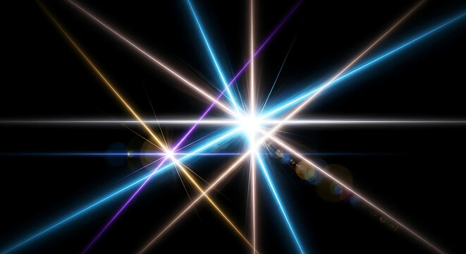 Dynamic burst of vibrant neon light streaks radiating outward with starburst effect, perfect for futuristic tech or energetic themes - Powered by Adobe