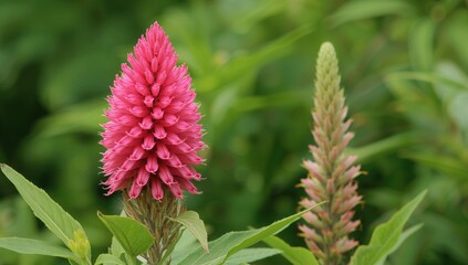 Celosia argentea var. cristata flower, vibrant botanical specimen, seasonal change