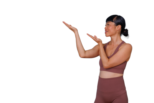 Businesswoman holding digital tablet smiling and looking at camera, representing innovation and technology on transparent background