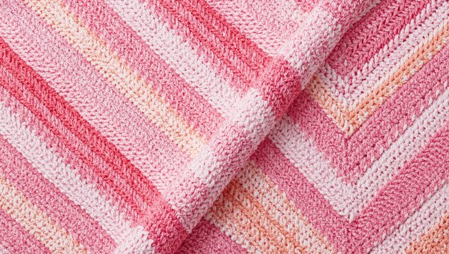 Seamlessly crafted zigzag crochet pattern made from vibrant acrylic baby yarn, showcasing a range of pink shades, textile design