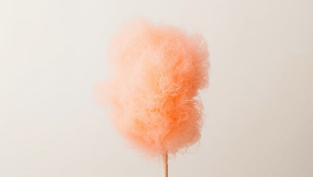 Sweet orange cotton candy on a white background, indulgent treat for festive occasions