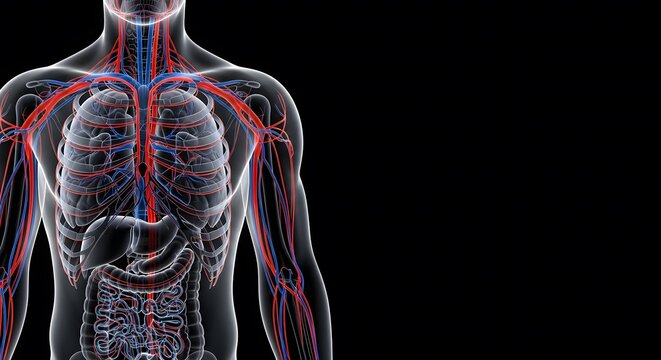 Autonomic nervous system diagram, Anatomical illustration of the human body with transparent view