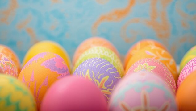 Vibrant Easter Eggs in Detail, seasonal celebration