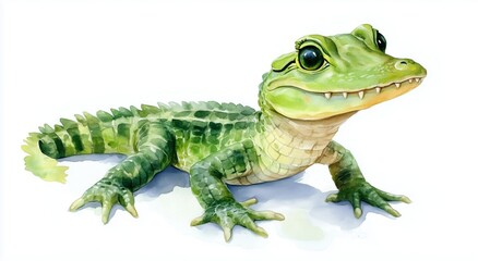 Obraz premium Bright Green Reptile Posing Against a Plain Background Showcasing Its Detailed Scales and Vivid Eyes