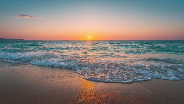 Sunset over the ocean, tranquil scene for relaxation, travel experience