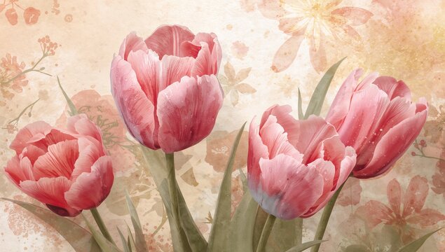 Watercolor painting of tulips, symbolizing the arrival of spring