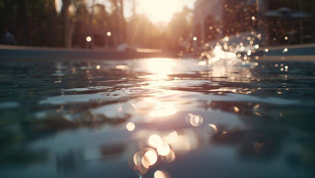 Sunlight Glimmers On Water Surface, creating a tranquil atmosphere