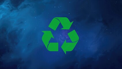 Recycling Symbol on Abstract Night Sky Backdrop, environmentally conscious design