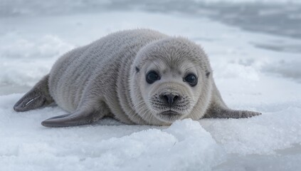 Small grey seal resting on the beach, highlighting the need for preservation