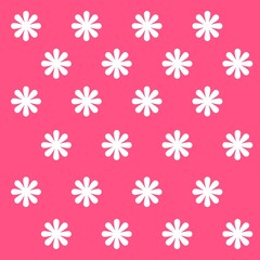 Cute and minimal white flower pattern set on a bright pink background, perfect for cheerful decorative projects, stationery, and textile use.
