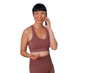 Professional businesswoman holding a tablet, using technology for communication and remote work, transparent background