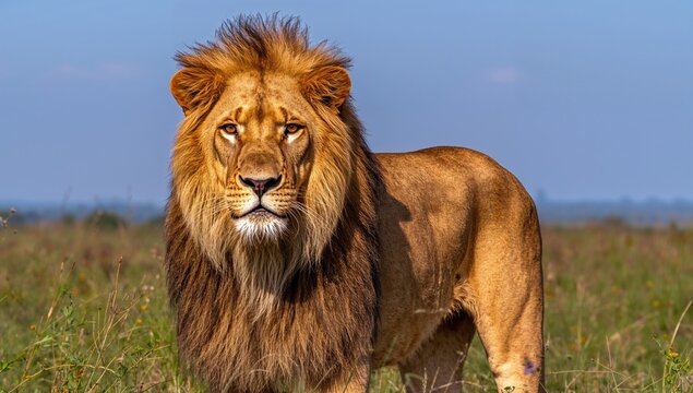 The lion, one of the largest feline species alongside the tiger, emphasizes the importance of wildlife preservation