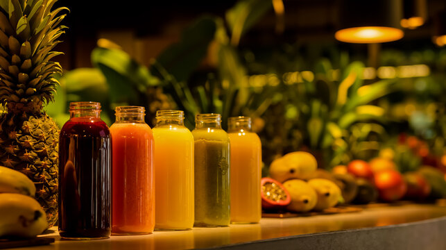 Juice smoothie tropical pineapple fruits cocktail bar beverage healthy vitamins nutritious refreshing colorful vibrant drink refreshment tropical fruit