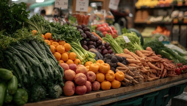 Fresh vegetables displayed at a market, fiber-dense choice