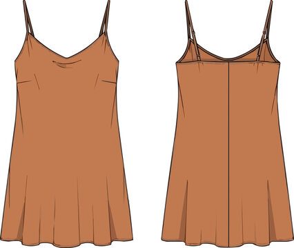 Orduroy overall dress flat, pinafore dress vector front and back, lattice-top bib panel, fashion garment illustration