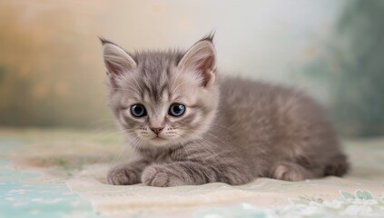 Obraz premium Thai kitten resting on soft fabric, ideal for textile background