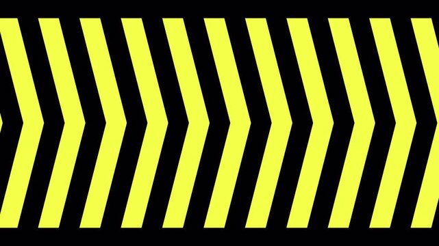 Warning sign hazard chevron pattern direction abstract animation background. danger stripes line. 4k animation video