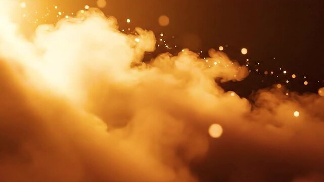 Golden hour clouds with shimmering bokeh lights create a warm, dreamy, and inspiring abstract background for uplifting and motivational content