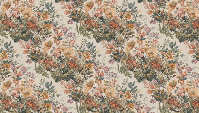 Botanical blooms and prints in a continuous design, ideal for editorial header background