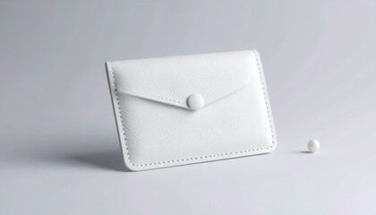 Minimalist White Envelope with Button Closure on a Light Background.