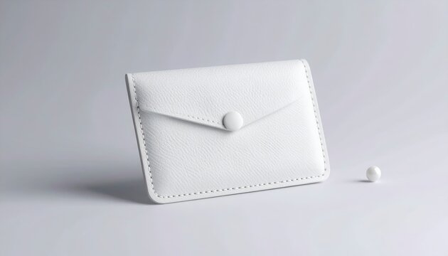 Minimalist White Envelope with Button Closure on a Light Background.