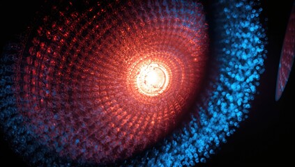 Close-up of an abstract light pattern, circular design with modern textures, suitable for UI backdrop