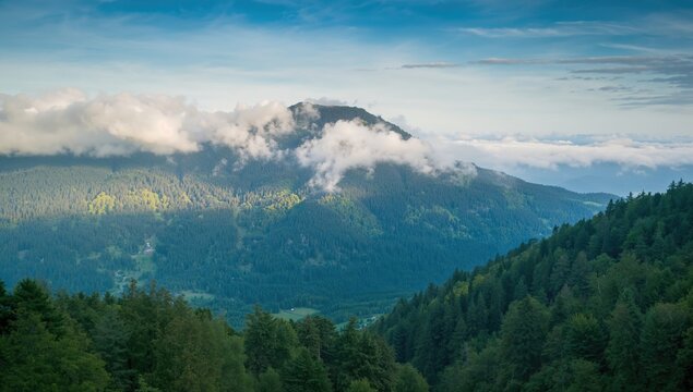 Serene mountain landscape, natural tranquility, World Environment Day