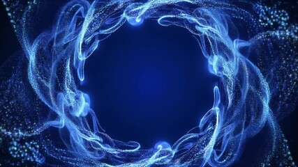 Abstract blue energy portal, futuristic digital tunnel, particle vortex, loop. Abstract blue energy portal with flowing particles. Futuristic digital tunnel with particle vortex loop.  - Powered by Adobe